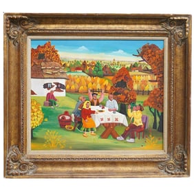 Bogdan M Yugovic (b. 1936, Slavic) Folk Scene Oil on Canvas