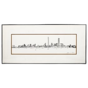Signed Cityscape Lithograph
