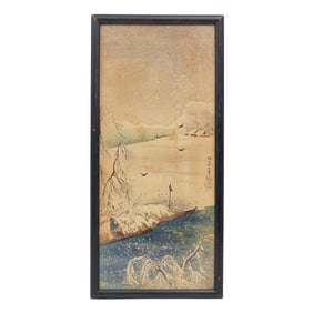 Signed Japanese "Snowy Kyoto" Woodblock Print