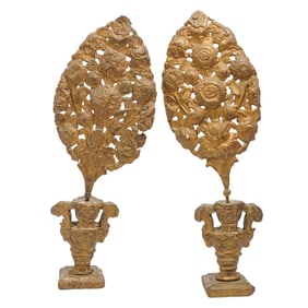 Pair of Large Antique Pressed Copper Finials
