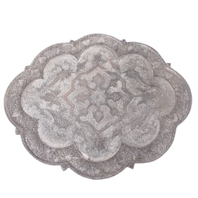 Large Antique Silvered Brass Tray