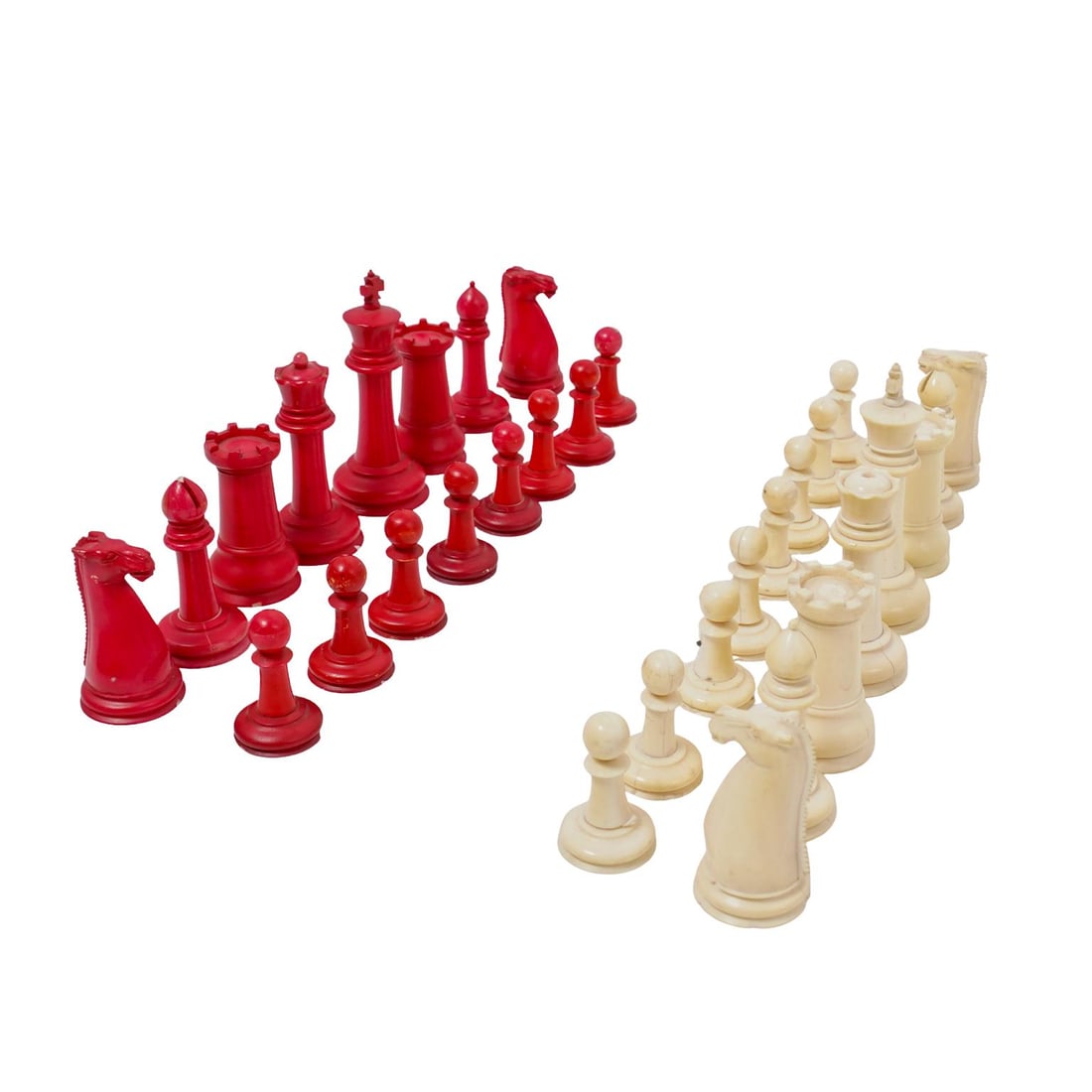 (32 pcs) Red and White Wood Chess Pieces (1 of 6)