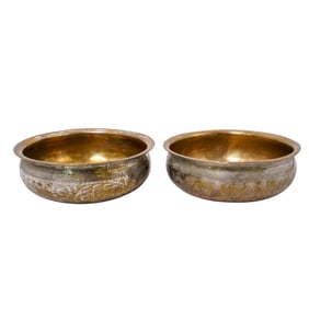 Pair of Engraved Indian Metal Singing Bowls