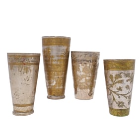 (4 pcs) Antique Indian Lassi Metal Cups