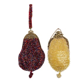 (2 Pc) 1920s Flapper-Style Beaded Handbags