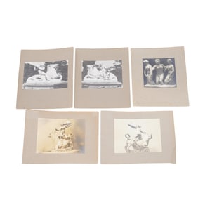 (5 Pc) Vintage Swedish & German Sculpture Photographs