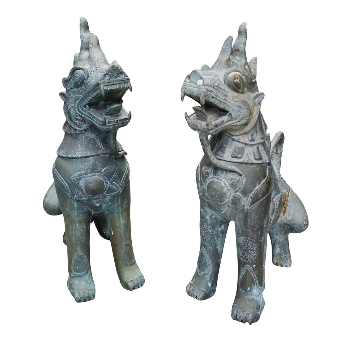 Pair Of Tony Duquette Style Bronze Foo Dogs (1 of 7)