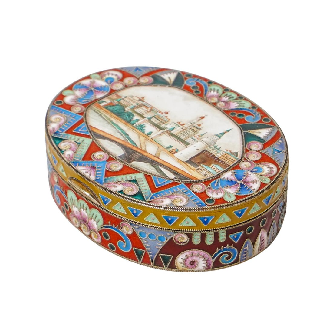 Russian Silver and Enamel Moscow Scene Snuff Box (1 of 7)