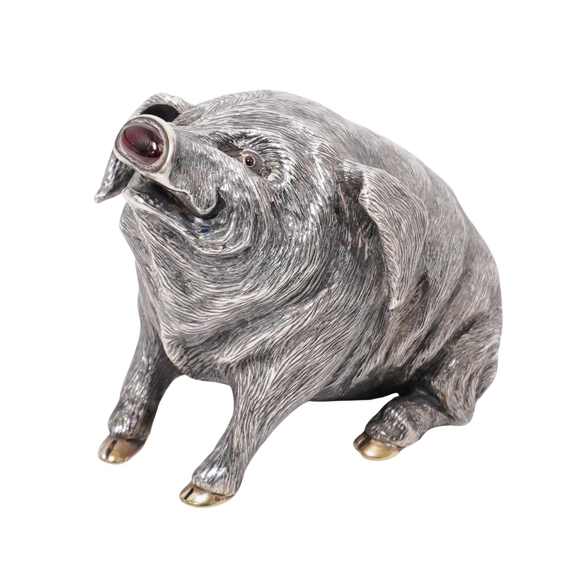 Russian 875 Silver with Ruby Pig Miniature (1 of 7)