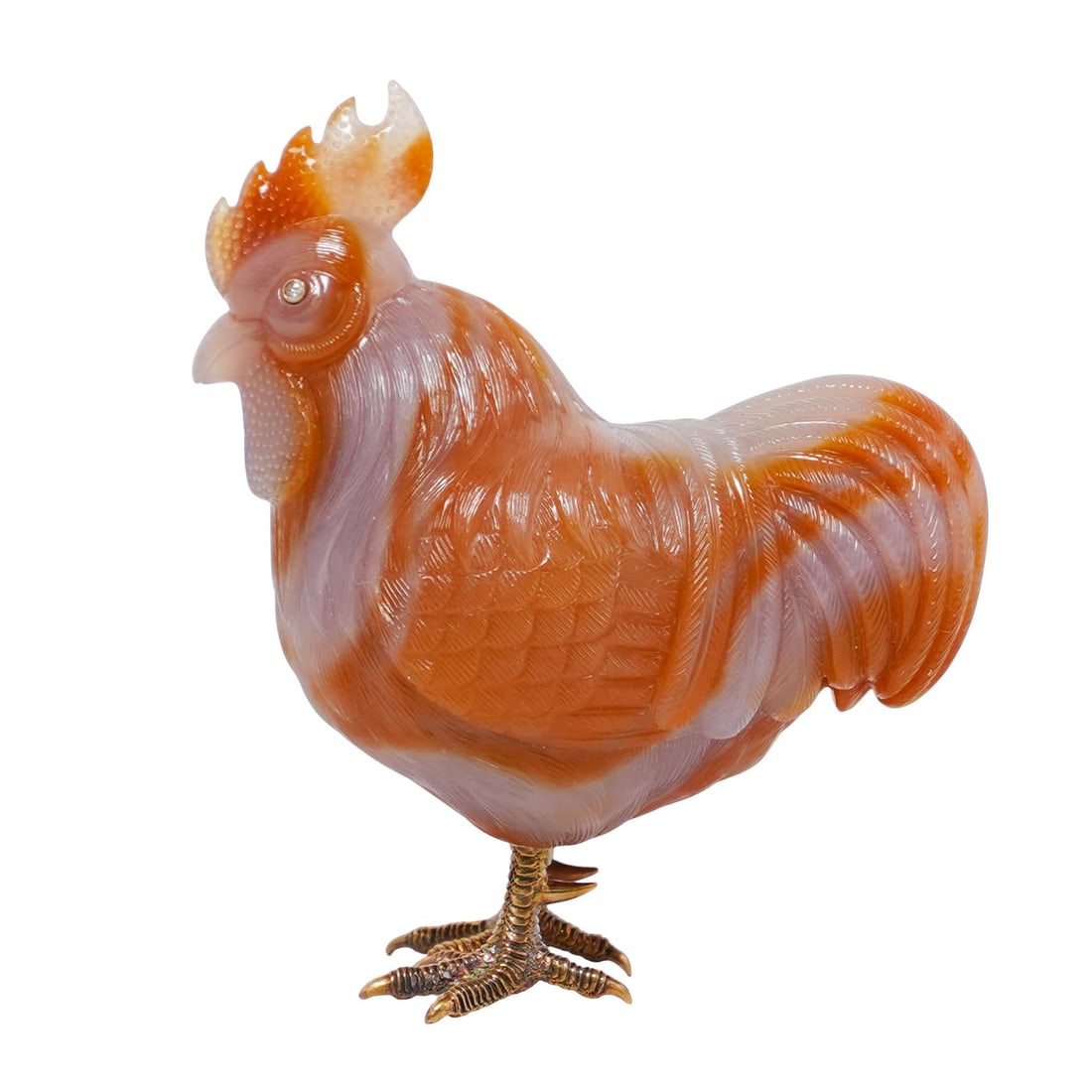Russian Carved Agate and Diamond Rooster (1 of 6)