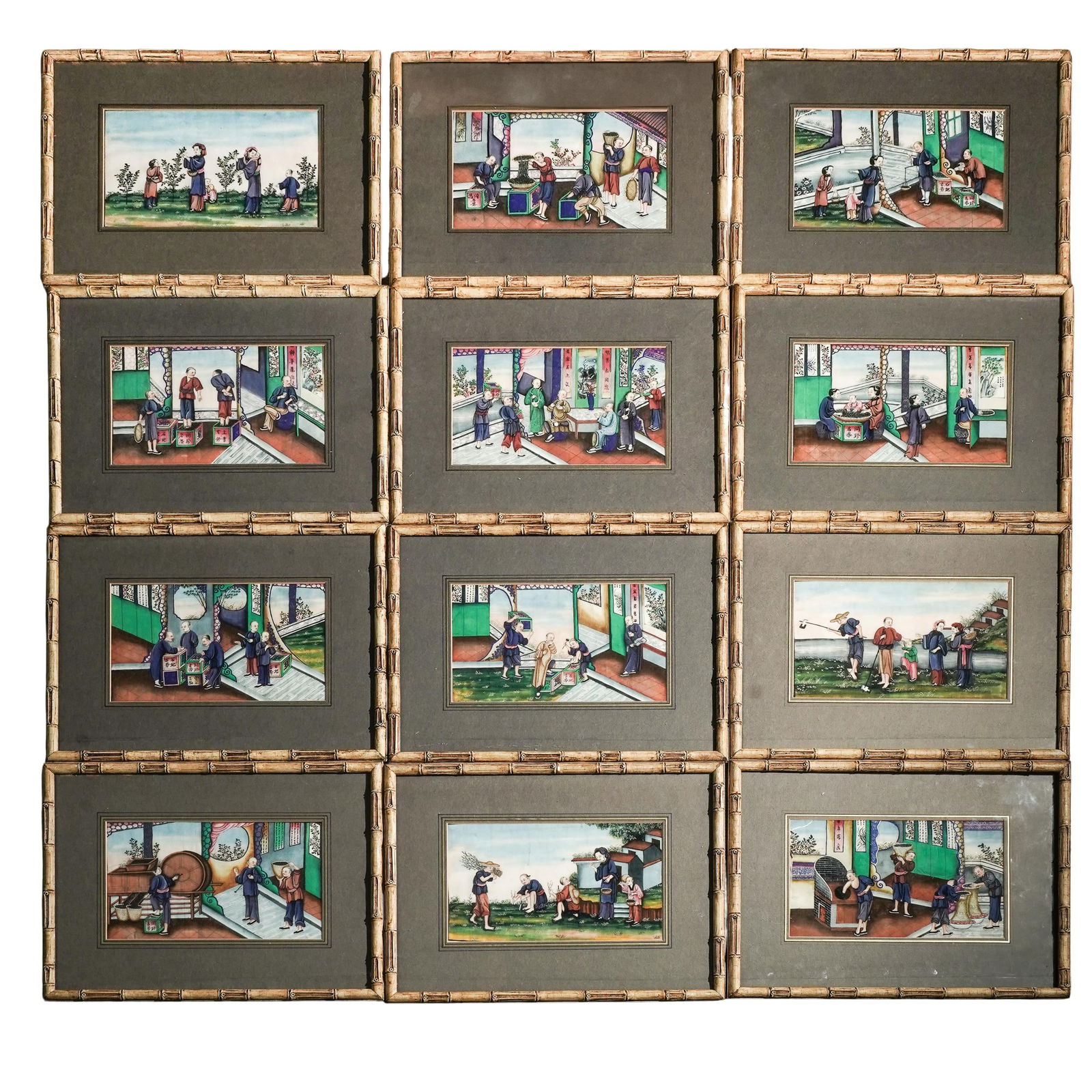 (12 Pc) Qing Dynasty Chinese Watercolor Paintings (1 of 19)