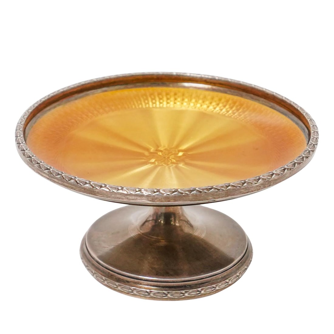 Silver Guilloche Gilt Enameled Pedestal Dish (1 of 5)