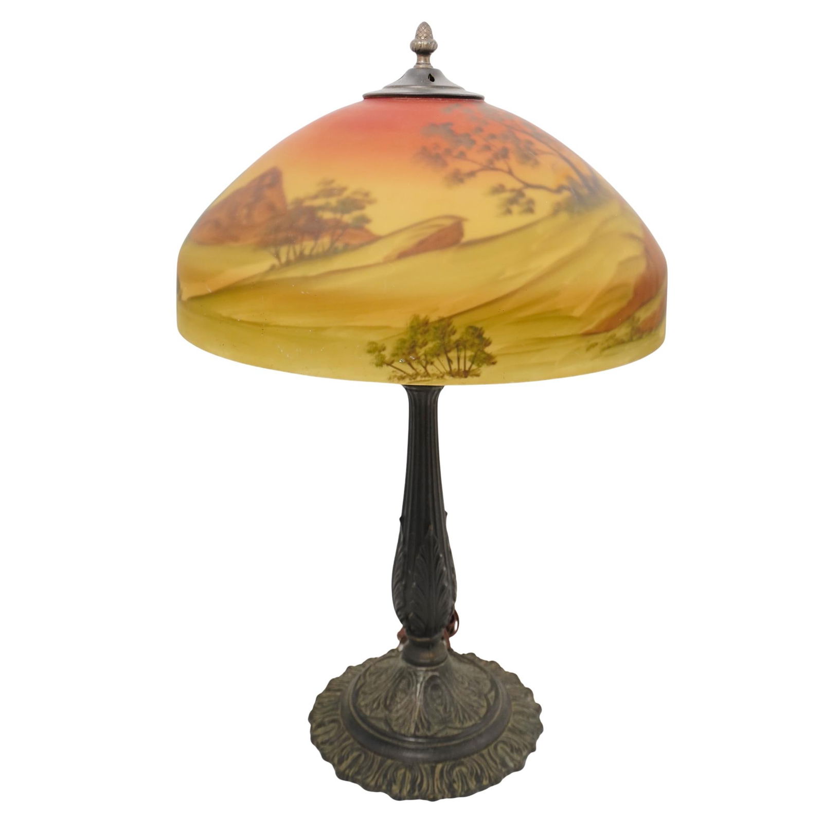 Manner of Handel Co. Reverse Painted Sunset Bronze Lamp (1 of 8)