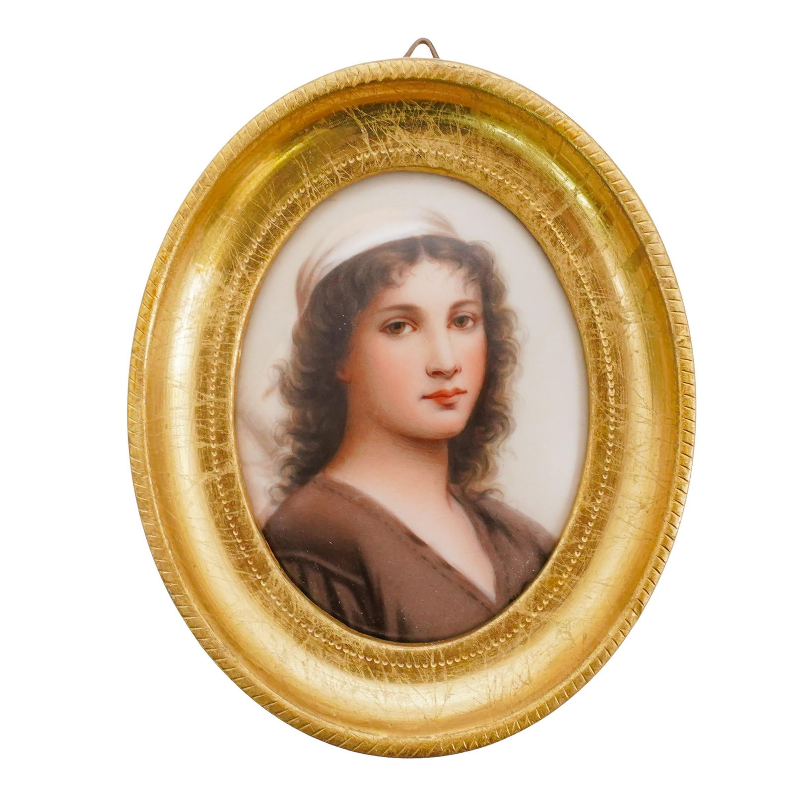 Antique Hand-Painted Porcelain Portrait Plaque (1 of 2)