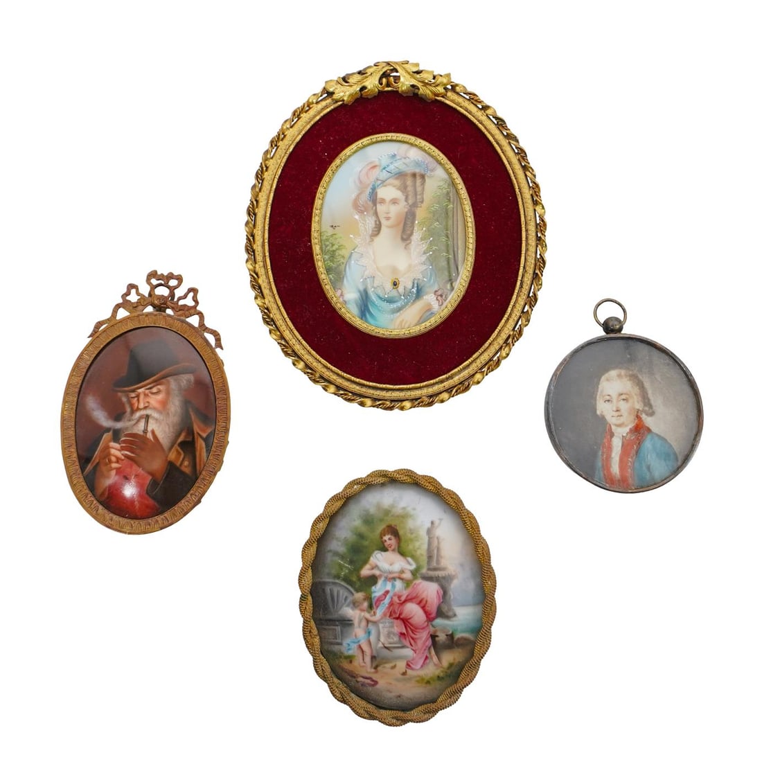 (4 Pc) Antique Hand Painted Portraits (1 of 6)