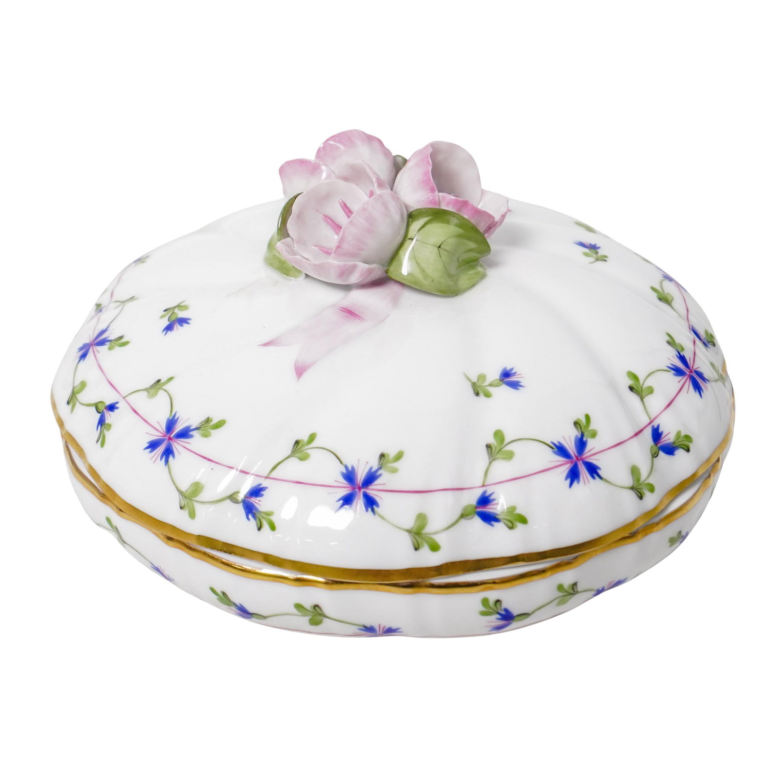 Herend "Cornflower Blue Garland" Porcelain Dish (1 of 4)