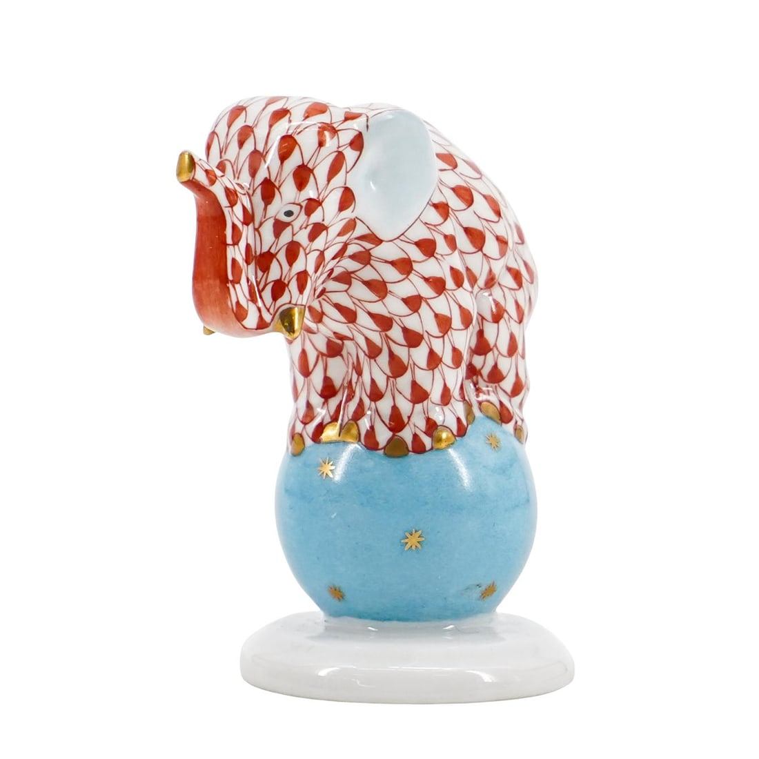 Herend Porcelain "Dancing Elephant" Rust Fishnet Figurine (1 of 3)