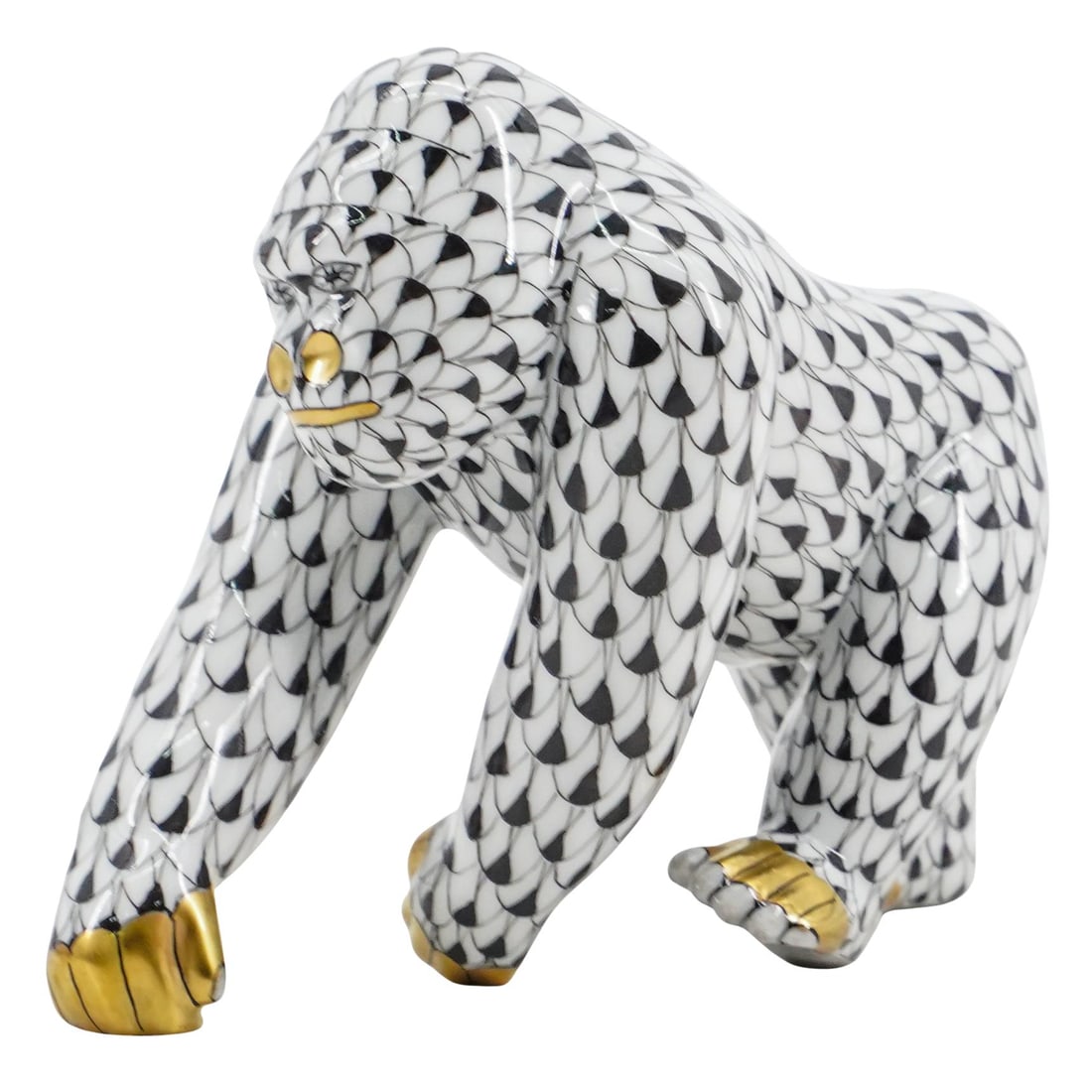 Herend Porcelain "Gorilla" Black Fishnet Figurine (1 of 6)