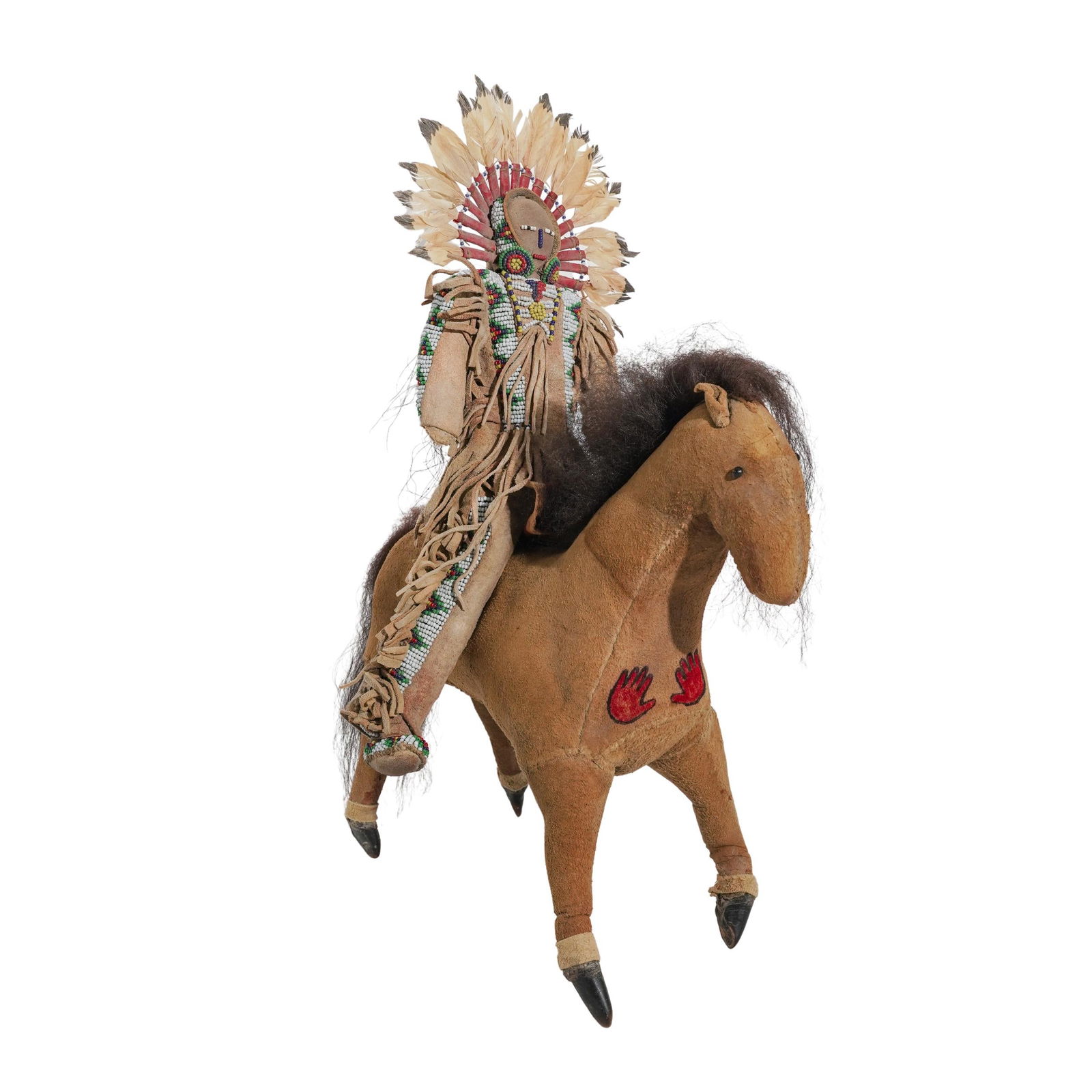 19th C. Native American Beaded Leather Horse & Rider Dolls (1 of 6)