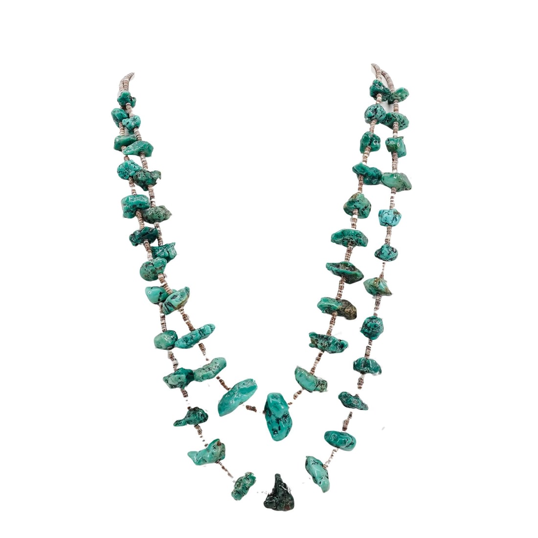 Pueblo Native American Double-Strand Turquoise & Heishi Bead Necklace (1 of 4)