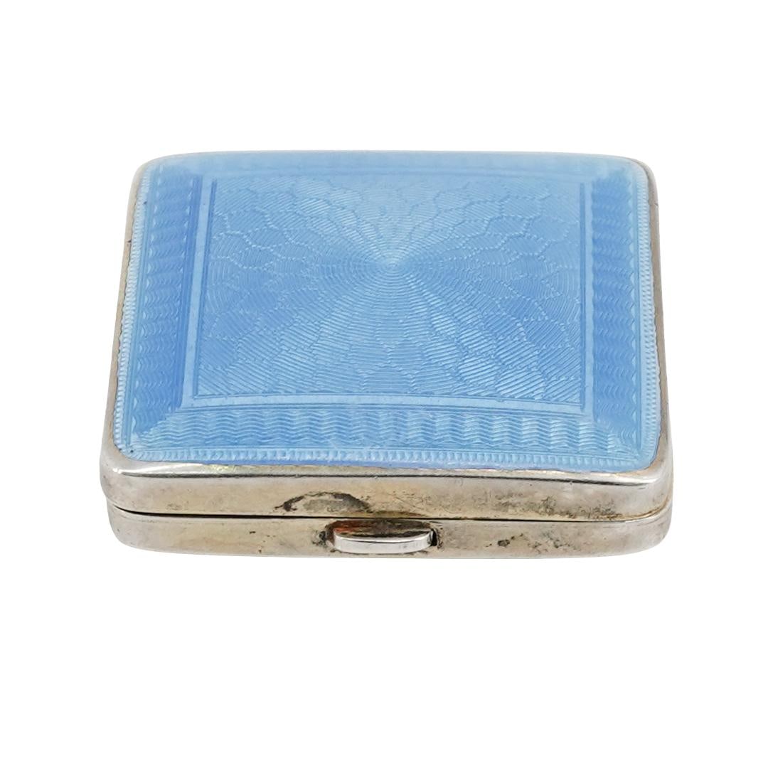 English 1931 Silver Guilloche Enamel Compact (1 of 7)
