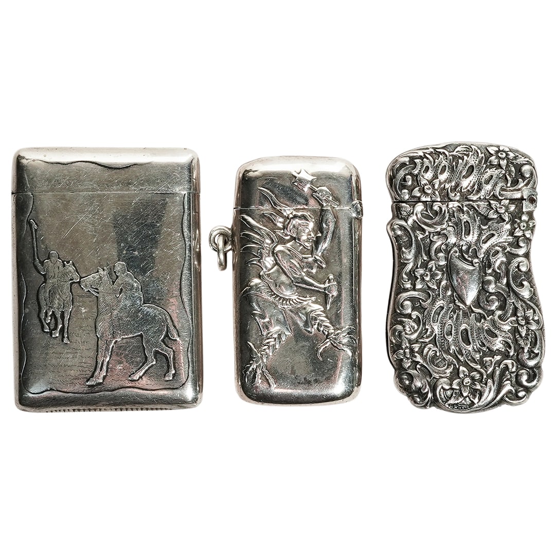 (3 pcs) Assortment of Sterling Silver Match Safes (1 of 9)