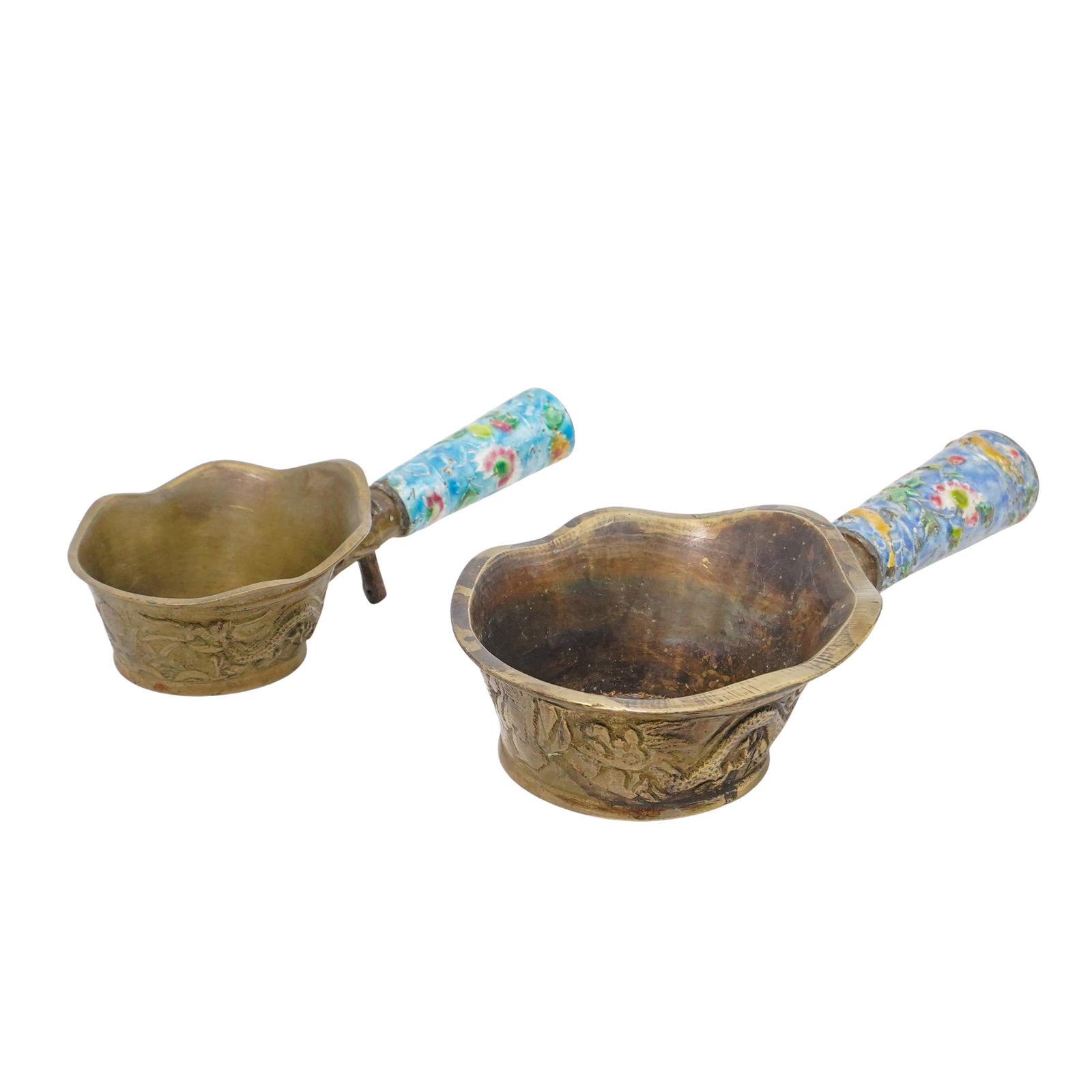 Pair of Chinese Enameled Brass Silk Irons (1 of 7)