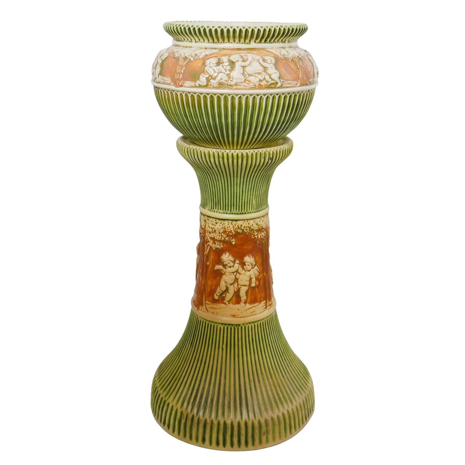 Roseville Style Ceramic Pedestal Jardiniere (1 of 7)