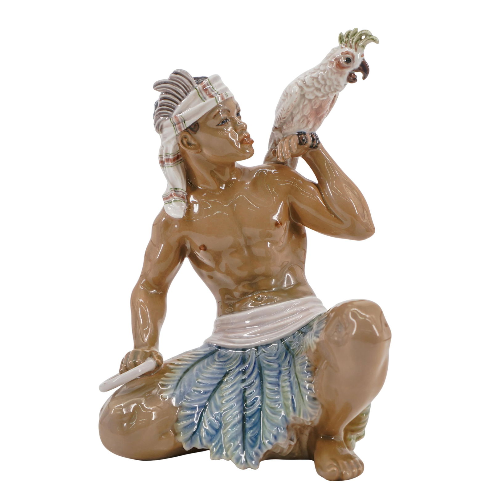 Rare Dahl Jensen Porcelain "Sudanese Man W/ Cockatoo" Figurine (1 of 9)