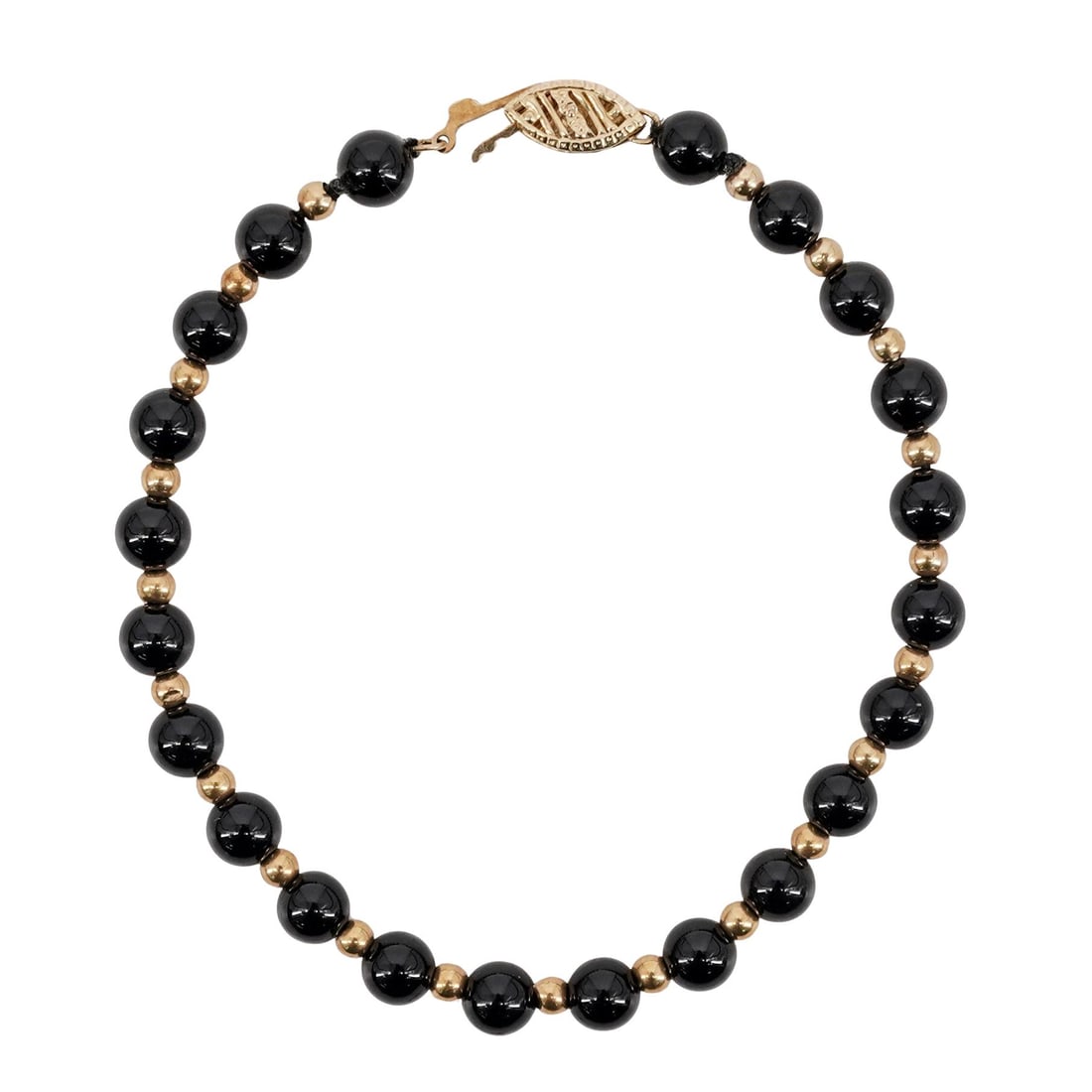 14K Yellow Gold & Onyx Beaded Bracelet (1 of 4)