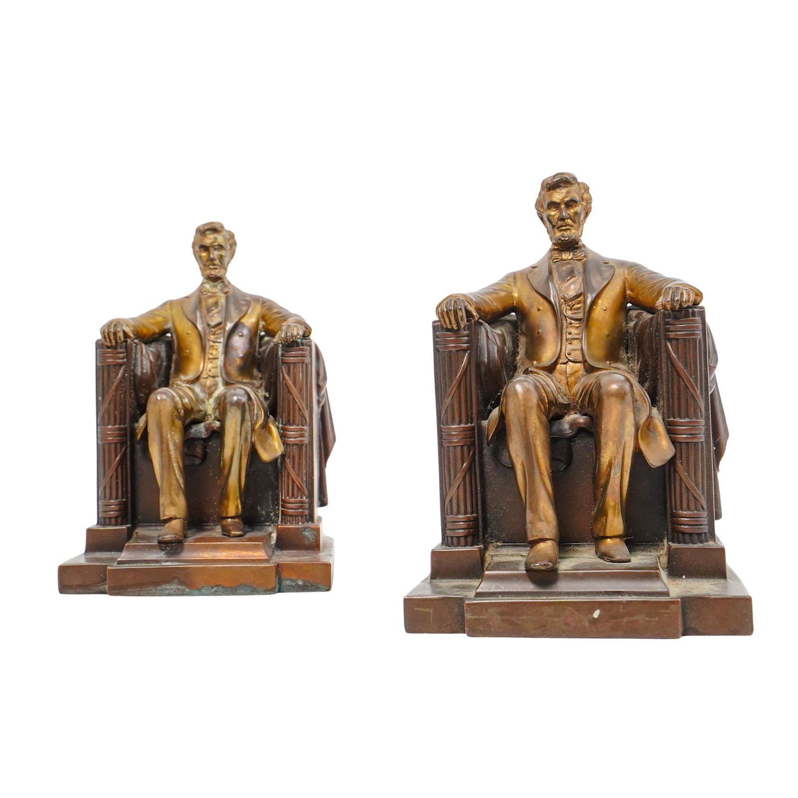 Pair of Daniel C French (1850-1931, American) Abe Lincoln Mixed Metal Bookends (1 of 7)