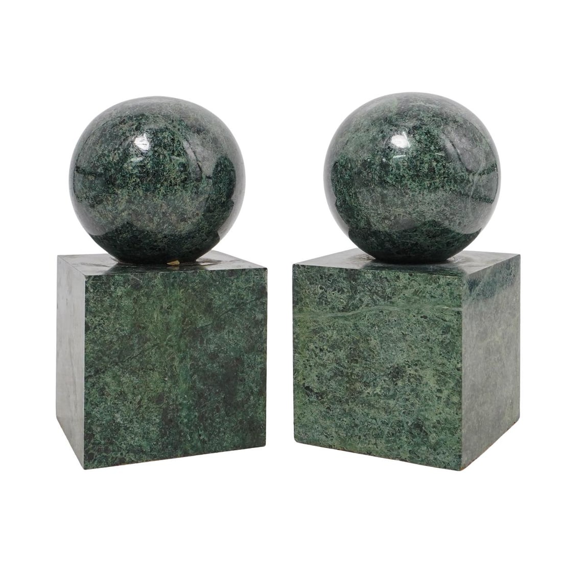 Pair of Green Minimalist Marble Bookends (1 of 4)