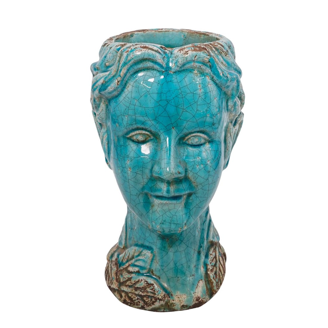Majolica Ceramic Head Planter (1 of 7)
