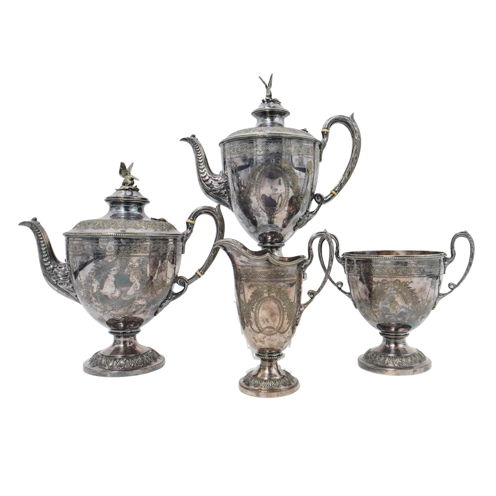 (4 Pc) Antique Silver-Plated Serving Set (1 of 6)