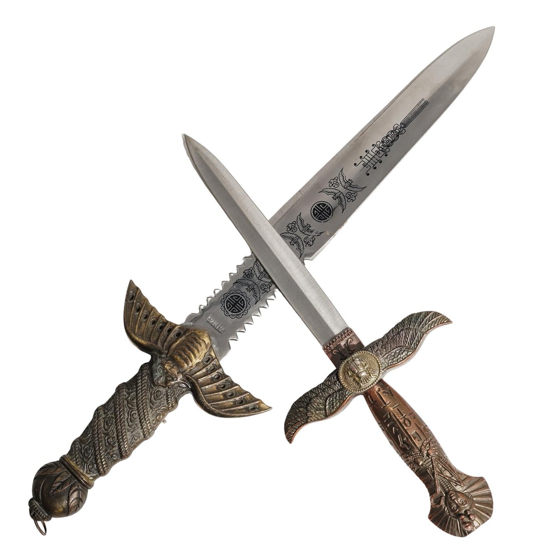 (2 Pc) Vintage Brass-Hilt Ceremonial Daggers (1 of 6)