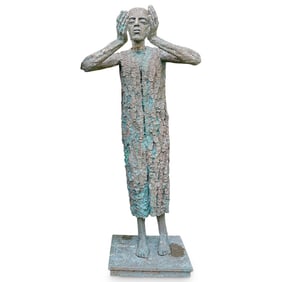 Olbram Zoubek (1926-2017) Life-Size Figural Bronze Statue 'Judas-Staying Man' (1975)