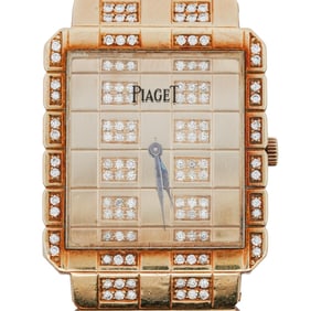 1980s Piaget Polo 18k Gold and Diamond Watch Ref. 81577
