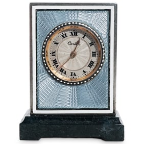 Cartier Mignonette 8 Day Sterling and Enamel Clock