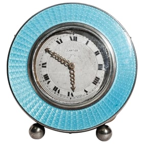 Cartier Rosewood and Enamel 8 Day Desk Clock