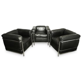 (3Pc) Le Corbusier, Perriand, & Jeanneret LC-2 Armchairs