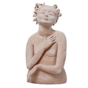 Vivian Wang (Chinese, b. 1945) Painted Porcelain Tattooed Lady Sculpture