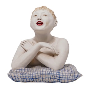Vivian Wang (Chinese, b. 1945) Painted Porcelain Lady Sculpture