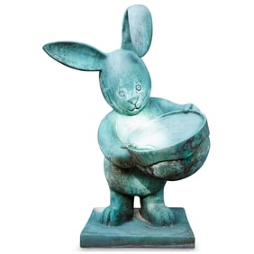 Fine Bronze Bunny Garden Sculpture