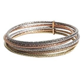 Blvgari Tri Tone 18k Gold Cable Bracelet