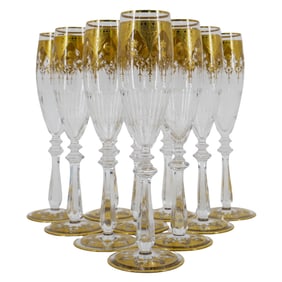 (10 Pc) Baccarat Crystal "Prestige" Champagne Flutes