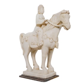 Antique Chinese Tang Style Carved Marble Horse Rider