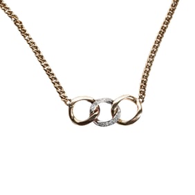 18k Gold and Diamond Curb Link Pendant Necklace