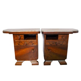 Pair of Art Deco Tiger Oak Nightstands