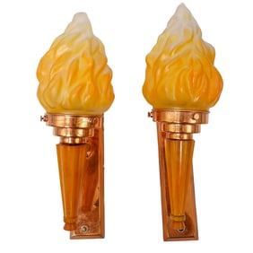 (2 Pc) Art Deco Bakelite Torchiere Wall Sconces