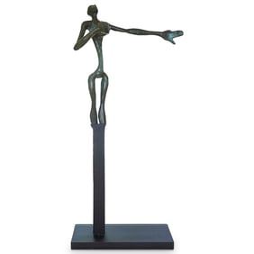 Signed "A.G. A." Monumental Surrealist Bronze Figural Sculpture
